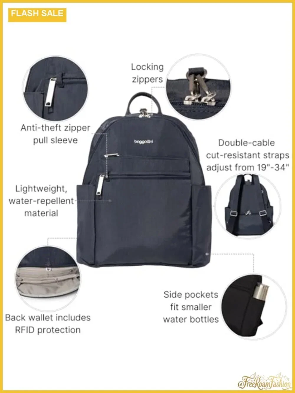 Anti-theft Travel Backpack RFID Blocking Slash-Resistant Nylon Daypack